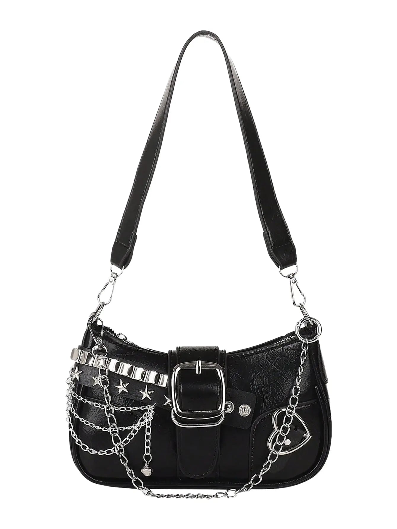 Cyber-Grunge Star & Chain Underarm Bag