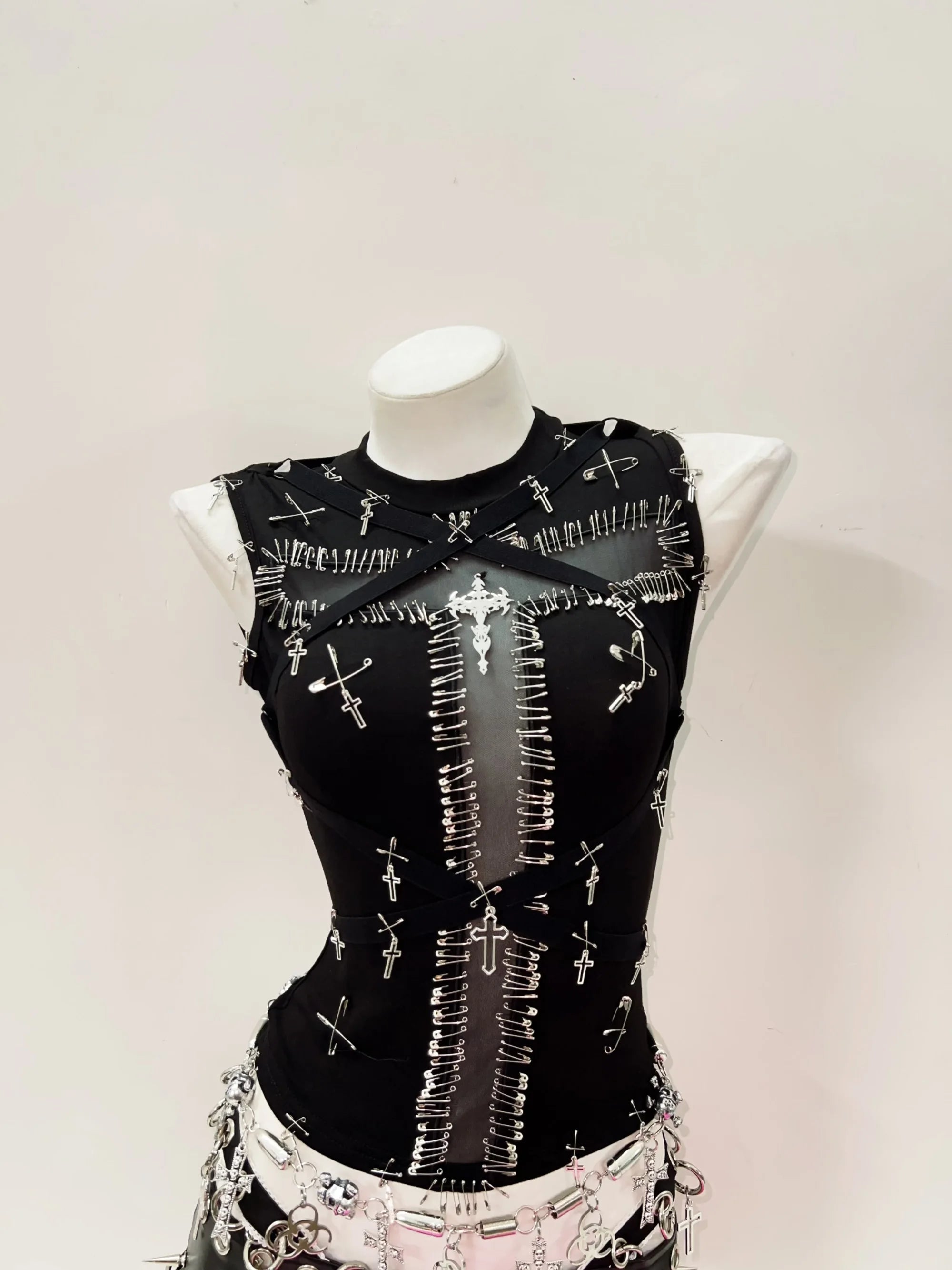 Crucifix Spine Mesh Top
