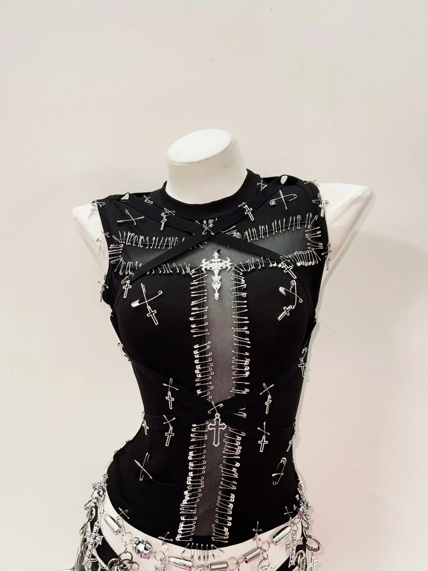 Crucifix Spine Mesh Top