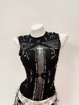 Crucifix Spine Mesh Top