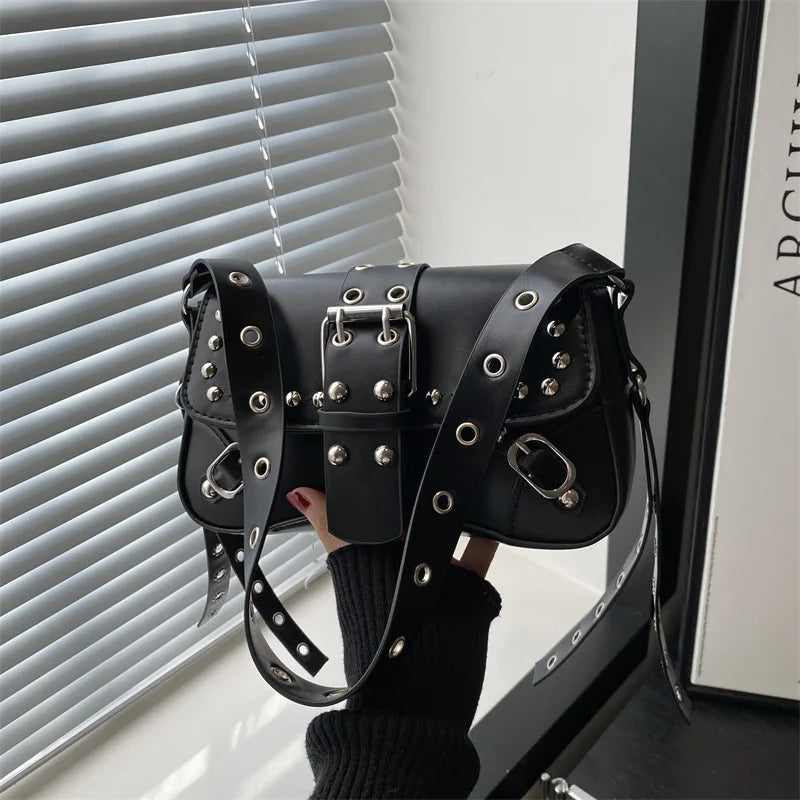 Studded Buckle Shoulder Bag
