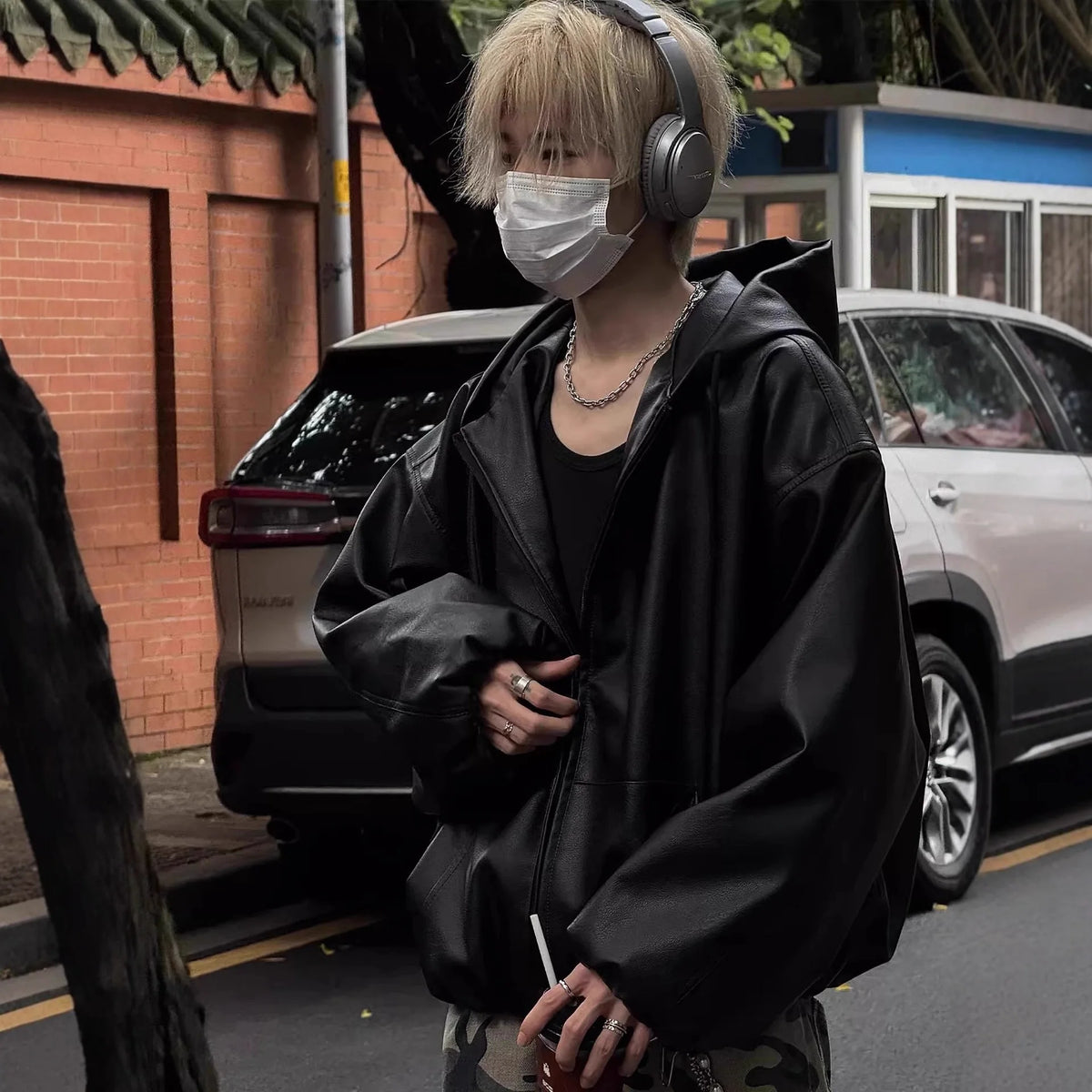 Shadow Hooded Leather Jacket