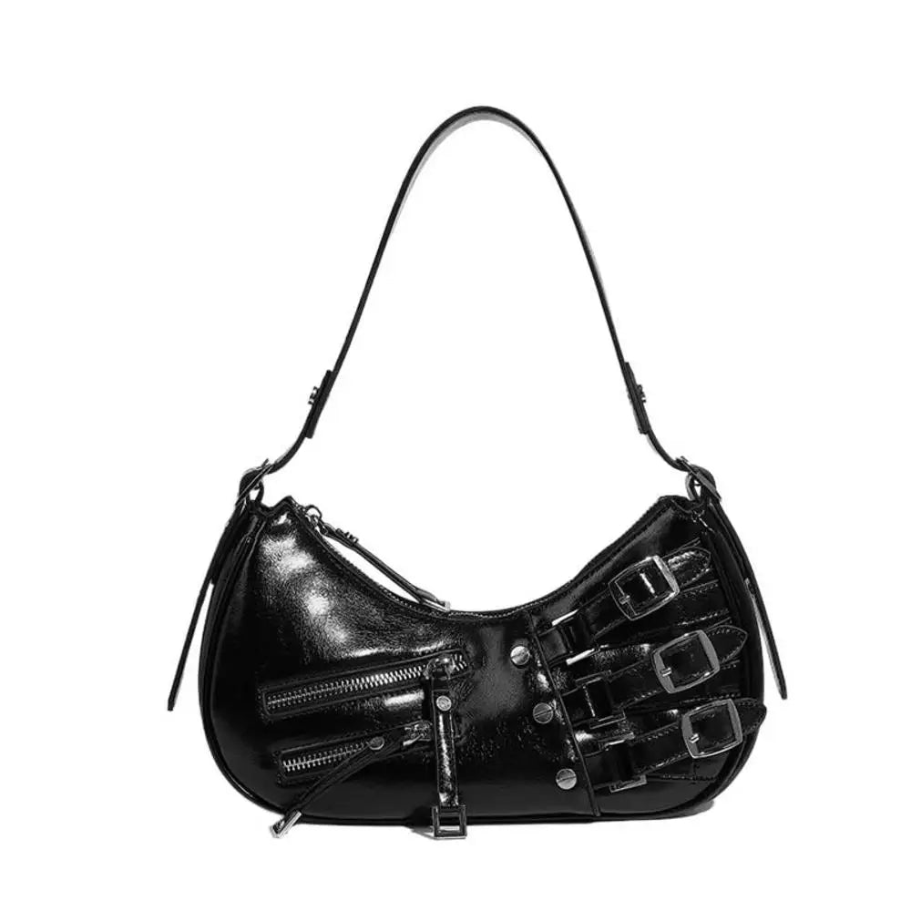 Cyber-Biker Buckle Underarm Bag