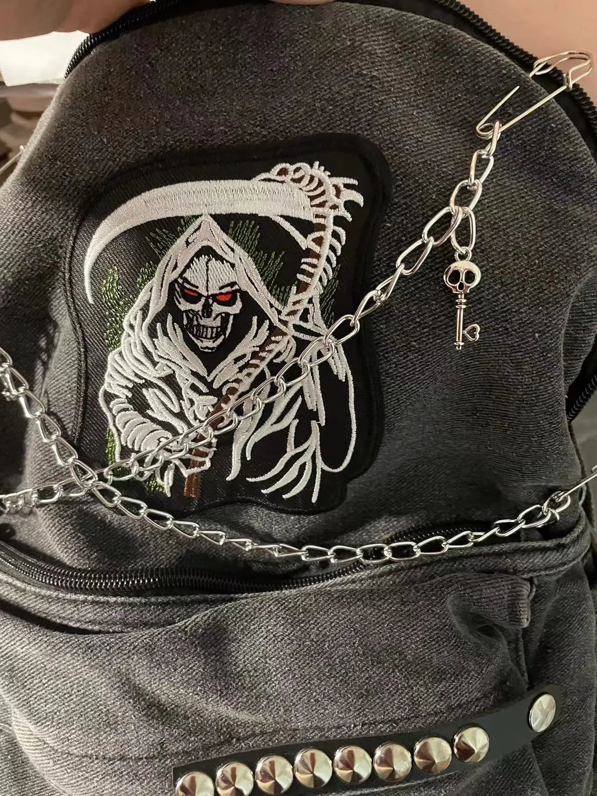 Embroidered Chain Backpack