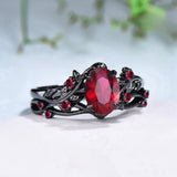 Gothic Blood Rose Thorn Branch Ring Set (2-Piece)