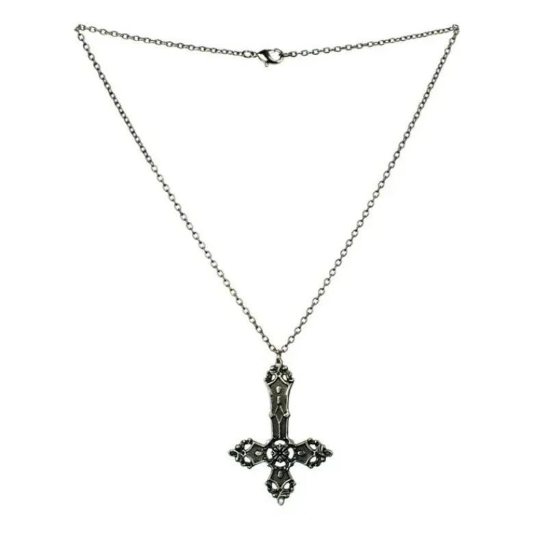 Inverted Gothic Cross Necklace