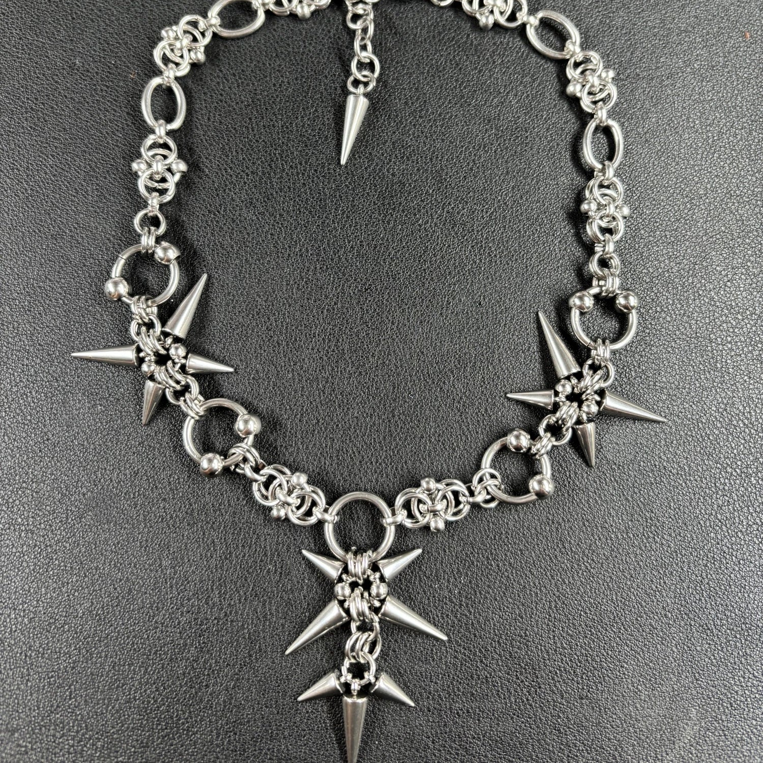 Geometric Spike Chain Necklace