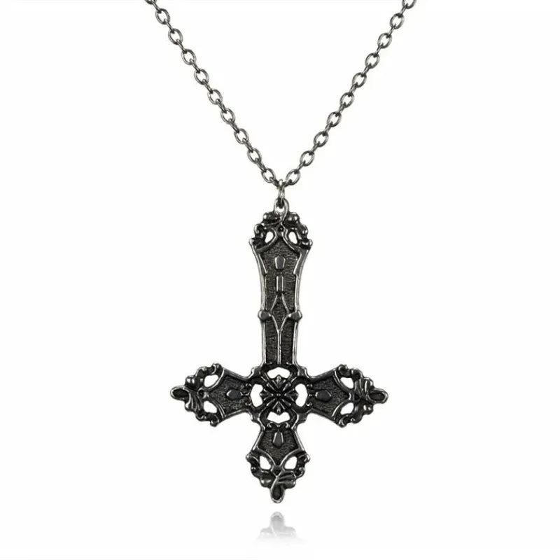 Inverted Gothic Cross Necklace