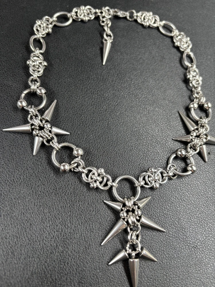 Geometric Spike Chain Necklace