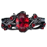 Gothic Blood Rose Thorn Branch Ring Set (2-Piece)
