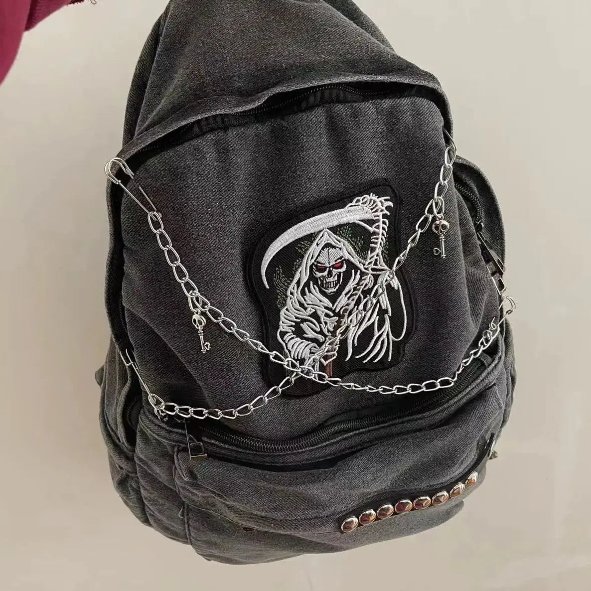 Embroidered Chain Backpack