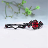 Gothic Blood Rose Thorn Branch Ring Set (2-Piece)