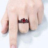 Gothic Blood Rose Thorn Branch Ring Set (2-Piece)