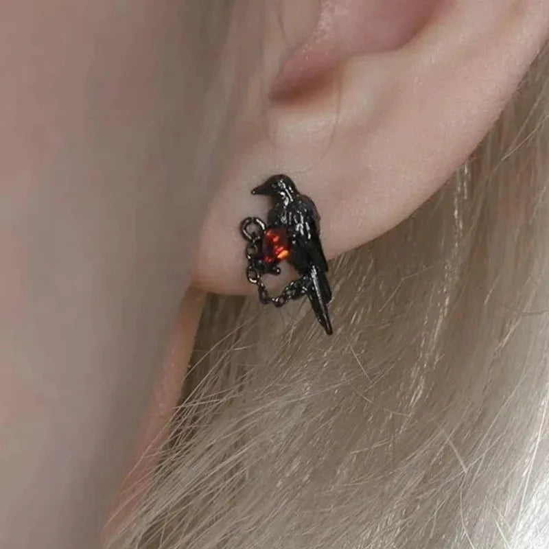 Midnight Crow Guardian Earrings