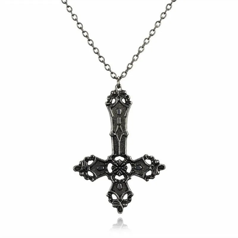 Inverted Gothic Cross Necklace